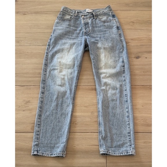 Princess Polly Denim - Princess Polly Crossover Waist Straight Leg Jeans Light‎ Wash Blue Womens US 2